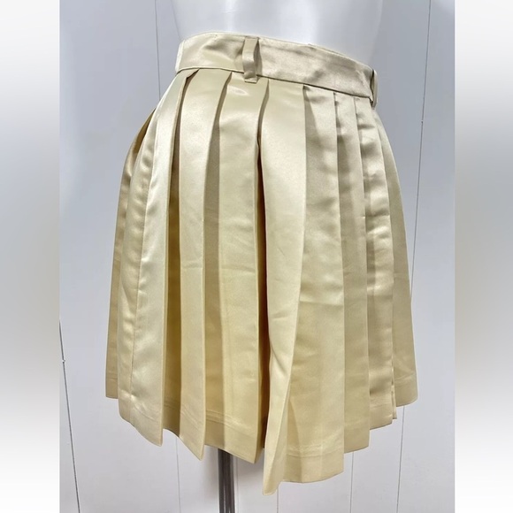NWT J Crew Women's Sz 8 Yellow Gold Pleated Wrap Satin Skirt A Line - Picture 4 of 10